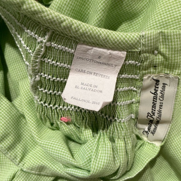 Amanda Remembered green gingham smocked handstand bishop dress - Picture 10 of 10